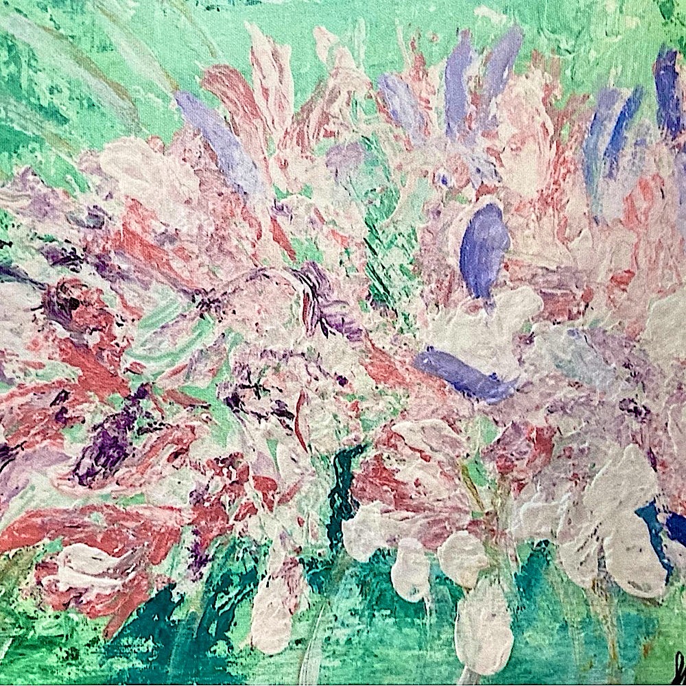 Abstract Floral Art Print in Pink and Purple Cleome